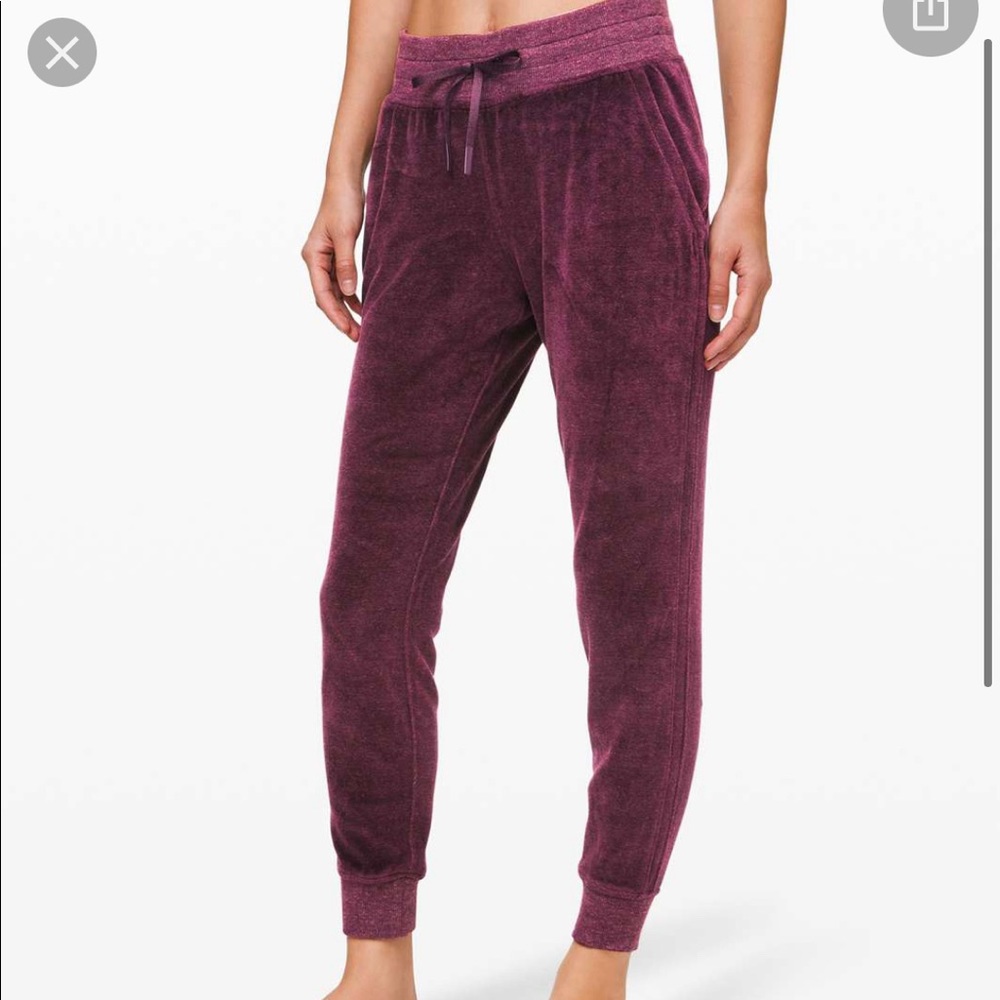 Maroon velvet lululemon joggers